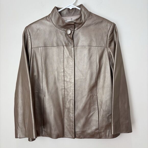 Pendleton Jackets & Blazers - Pendleton 100% Leather Jacket Womens L Bronze Gold Blazer Supple Buttery Soft